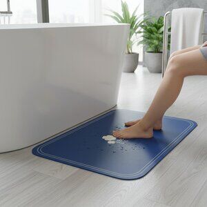 Blue Bathroom Mat - New - Soft & Absorbent Shower Mat